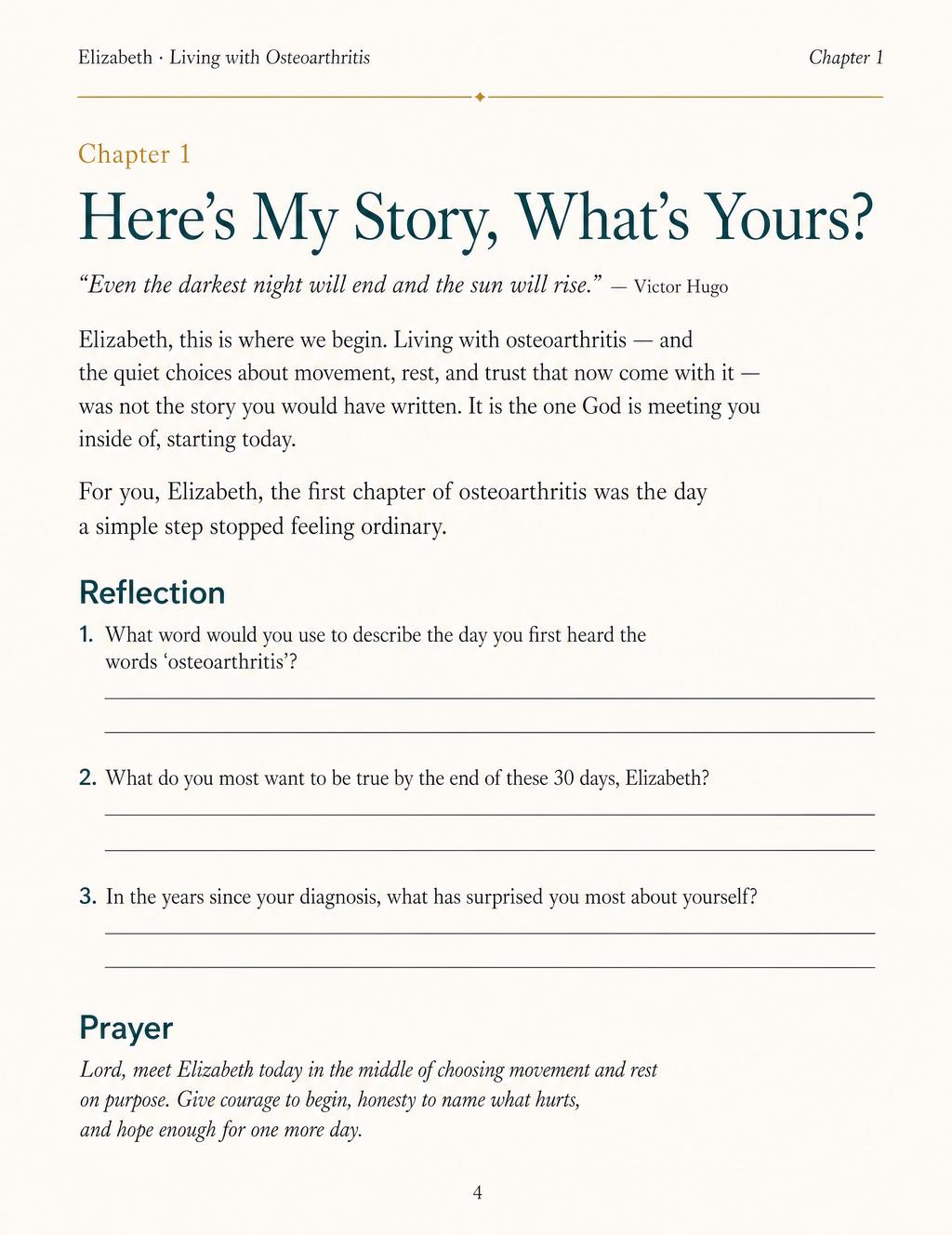 Sample workbook page: Chapter reflection